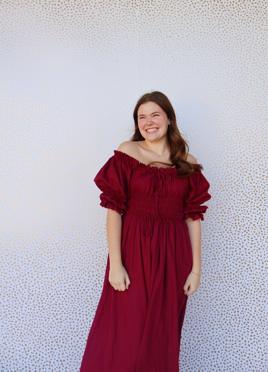 Smocked Maroon Dress
