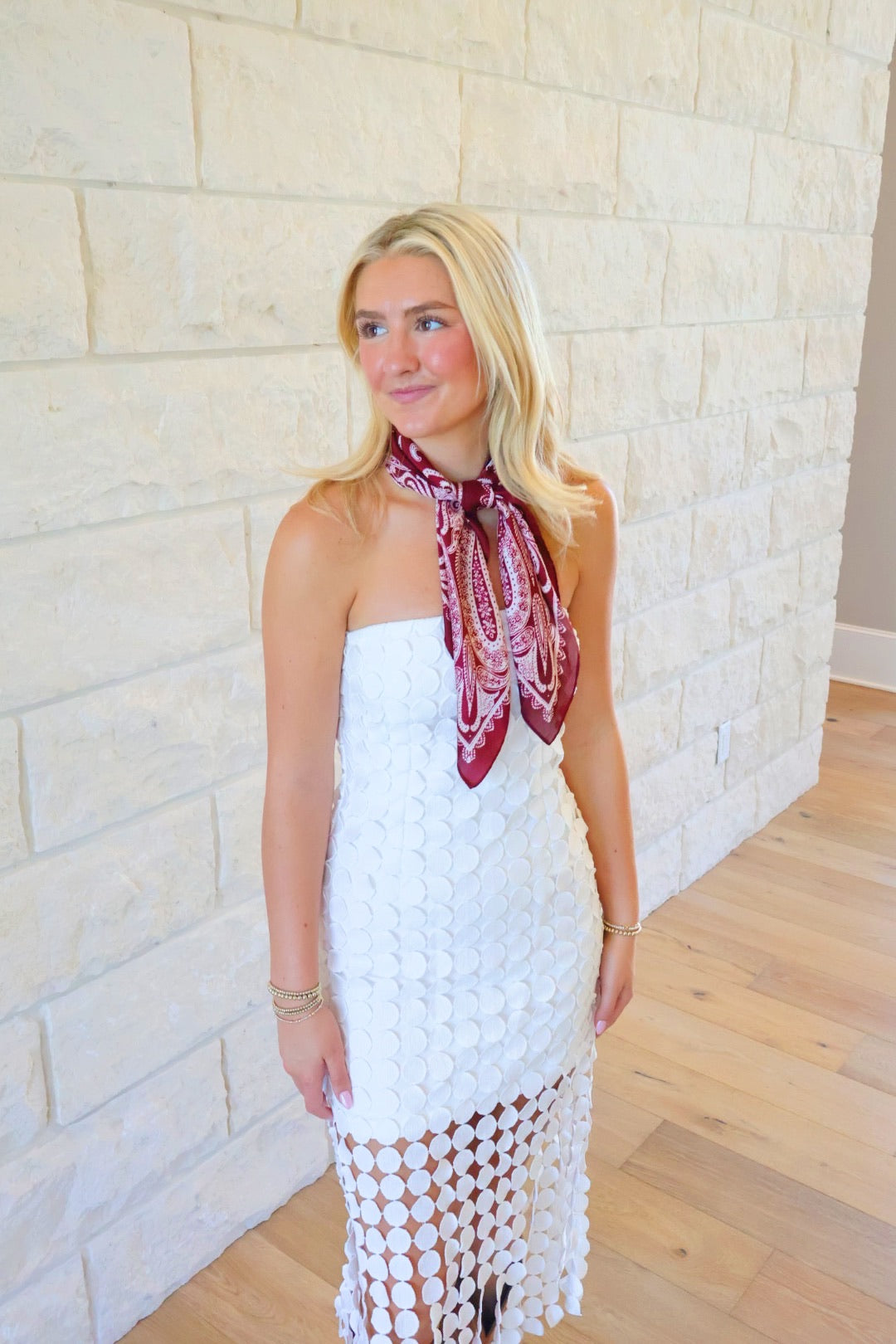 Strapless White Fringe Dress