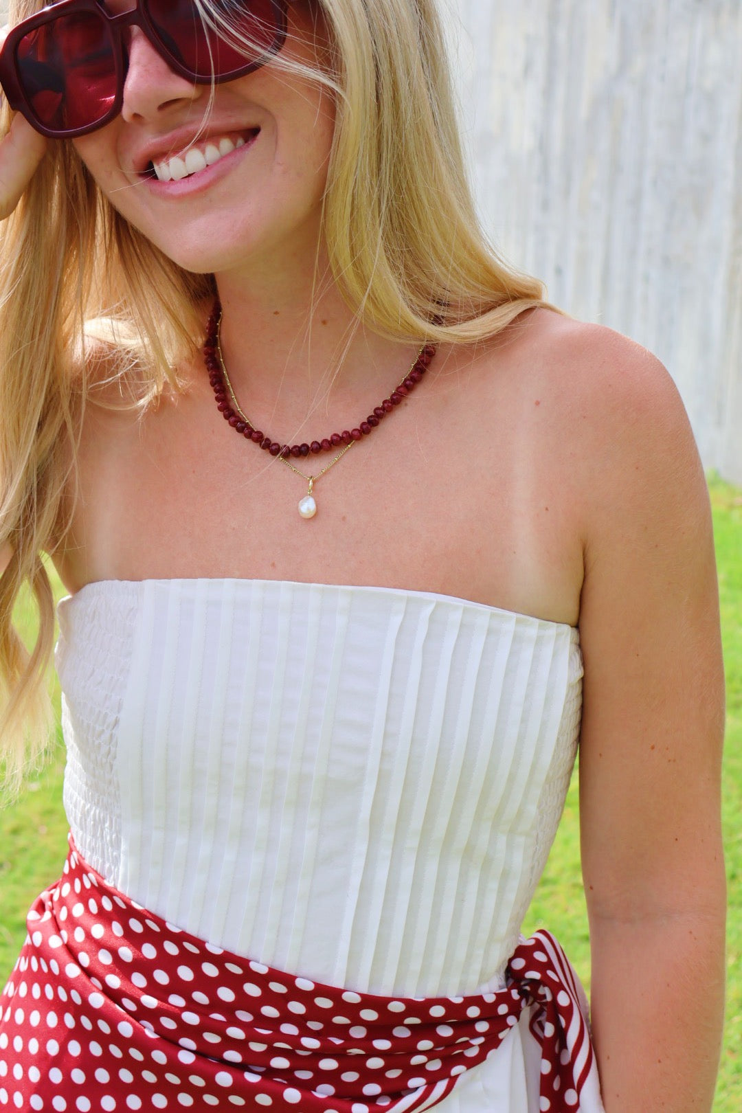 Maroon Small Bead Necklace