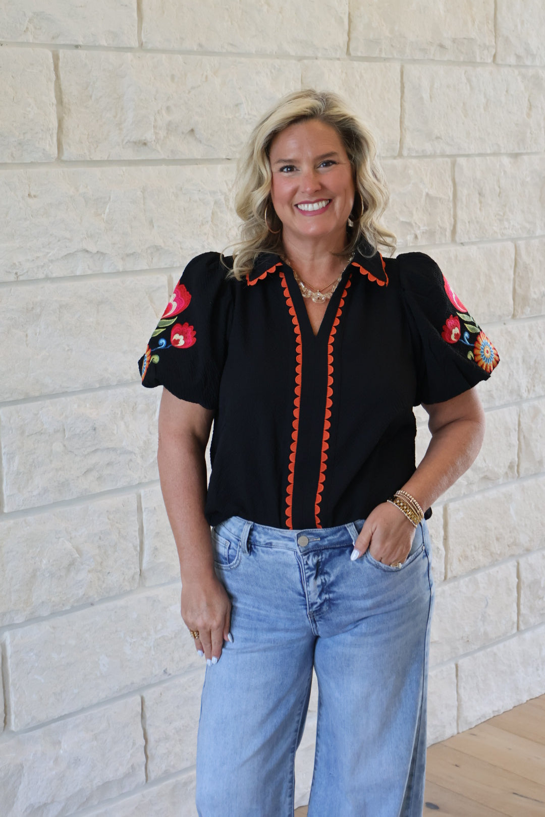 Black Floral Top