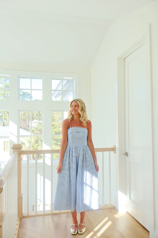 Blue Scalloped Dress