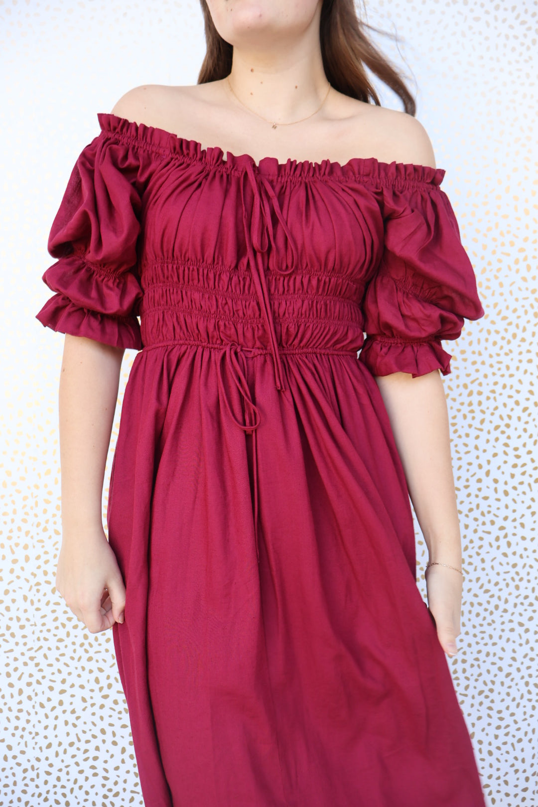 Smocked Maroon Dress