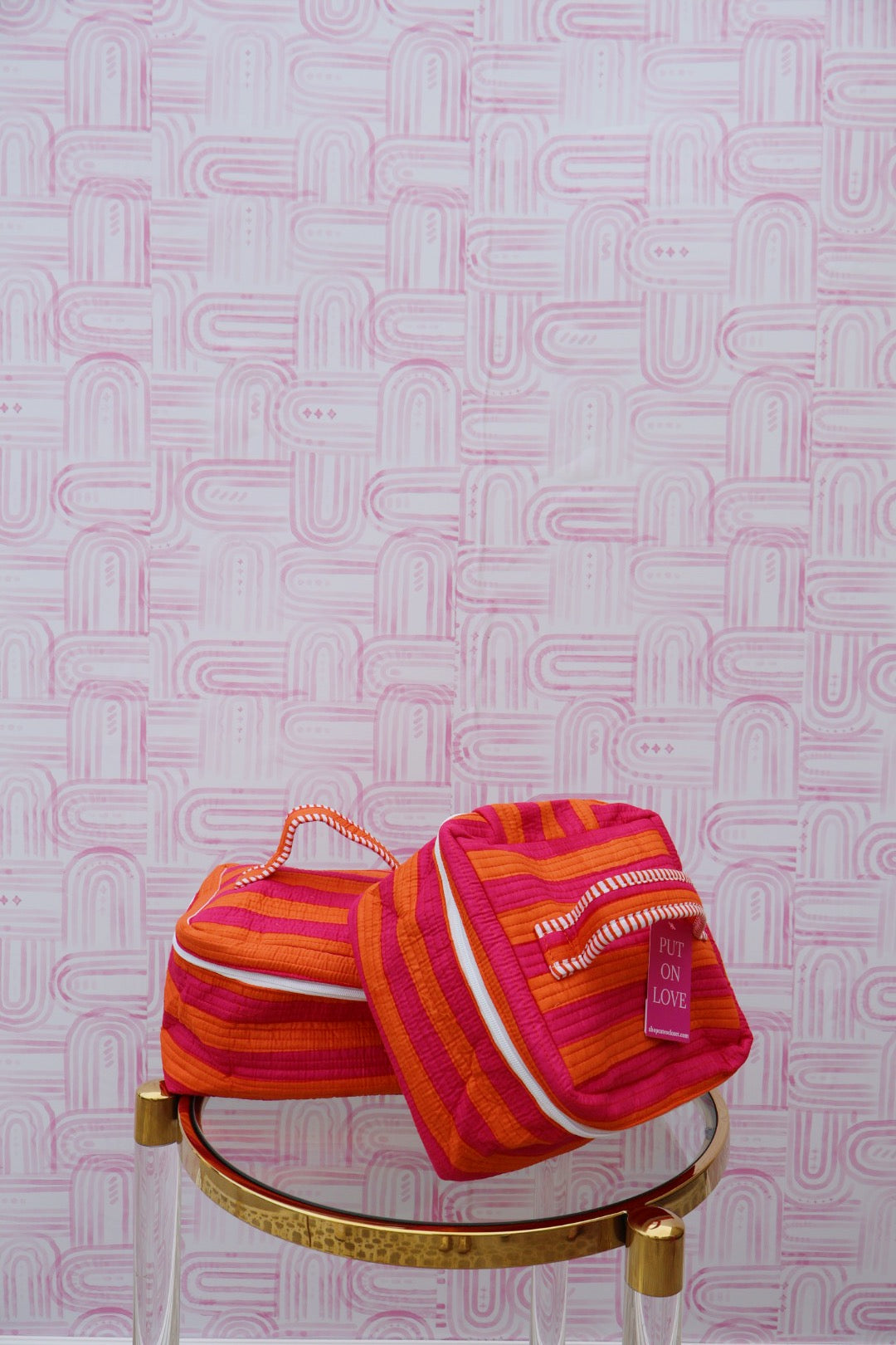Striped Cosmetics Bag