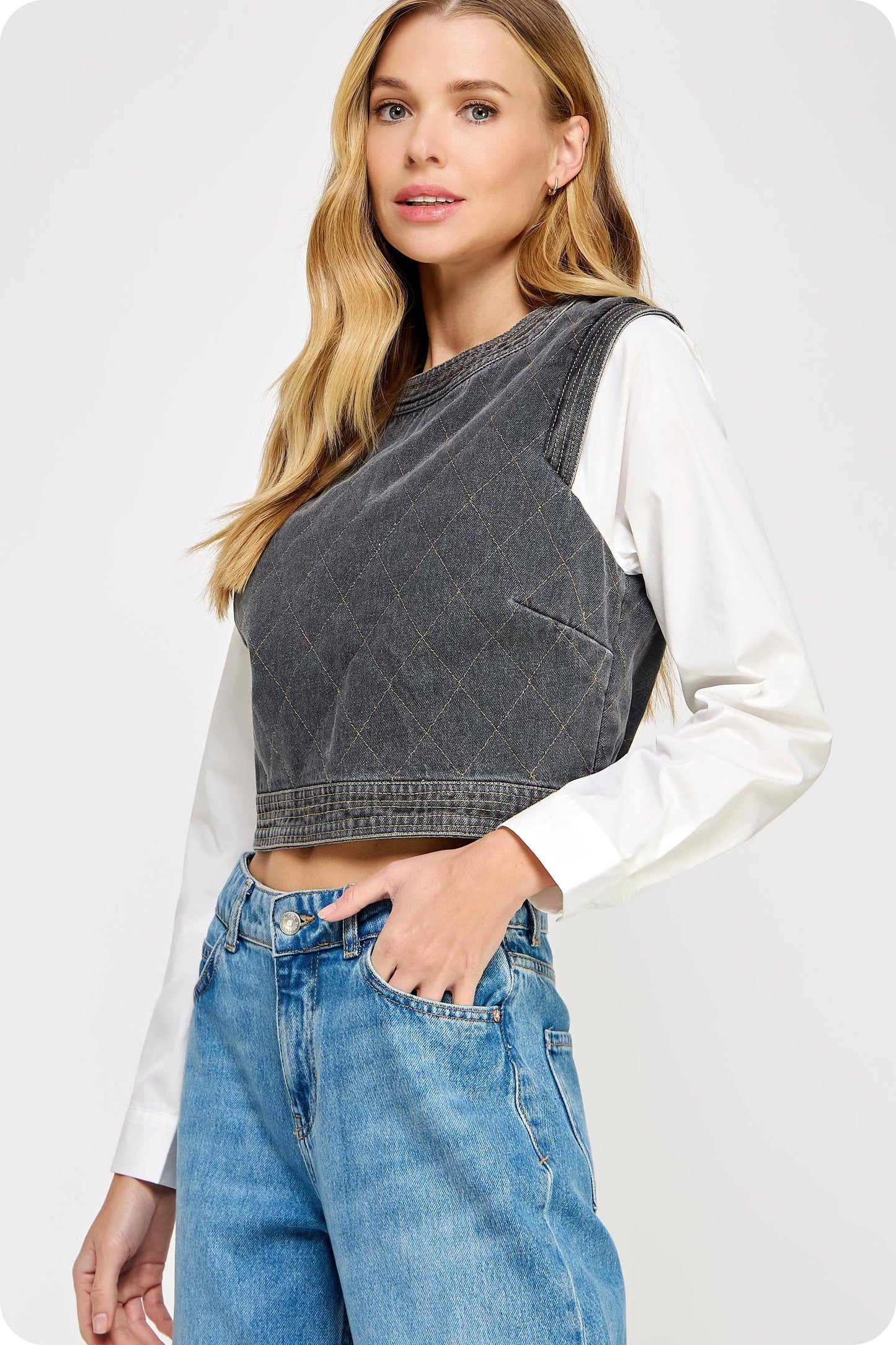 Quilted Denim Top