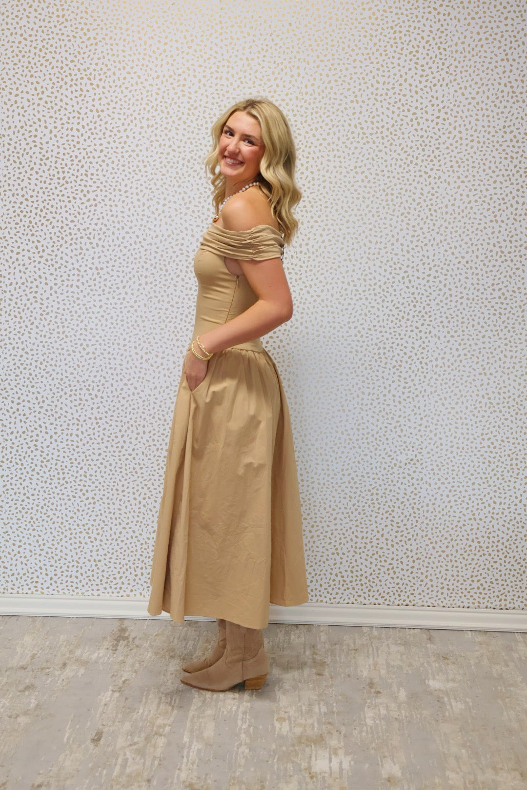 Off The Shoulder Beige