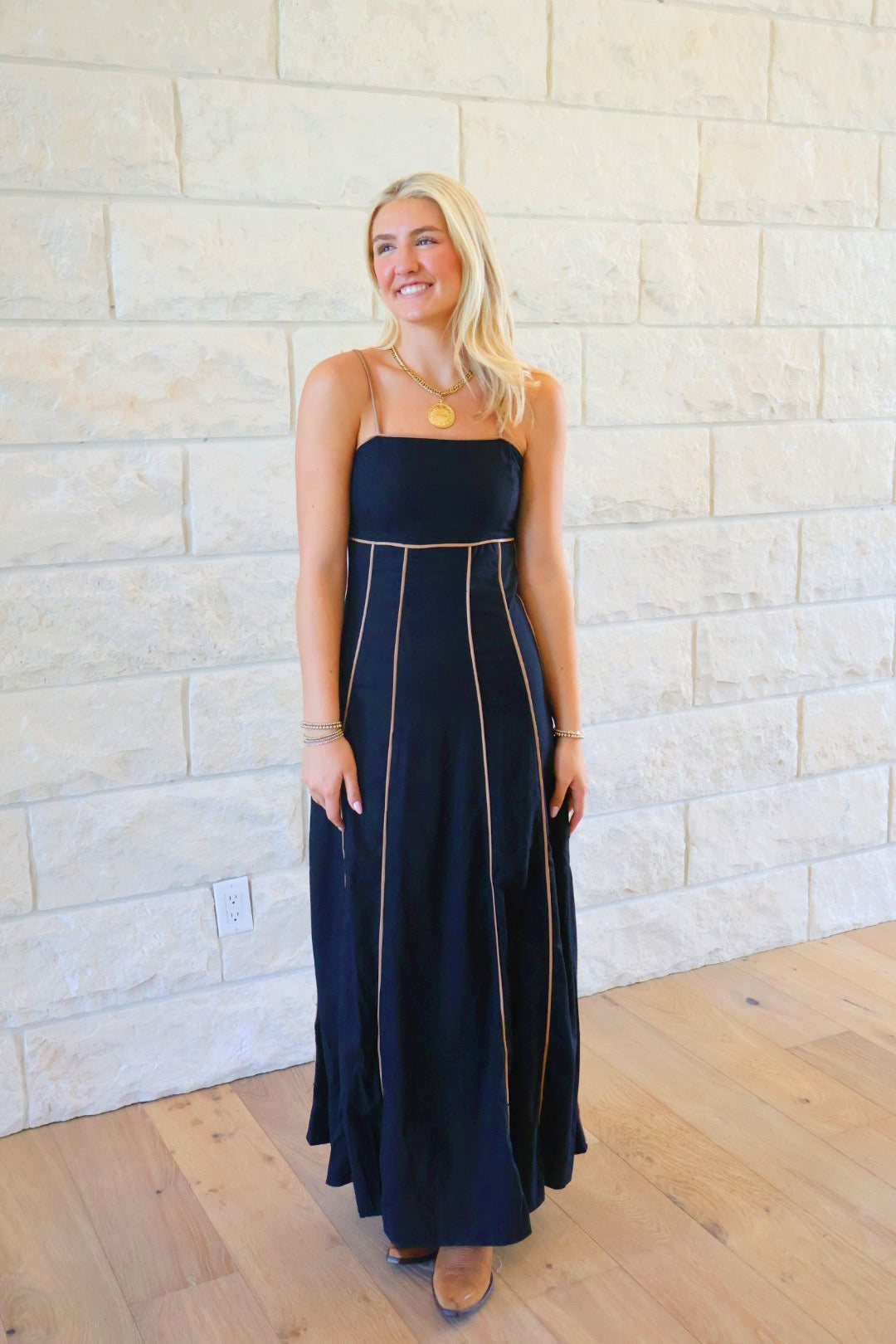 Black Maxi with Brown Piping