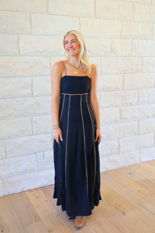 Black Maxi with Brown Piping