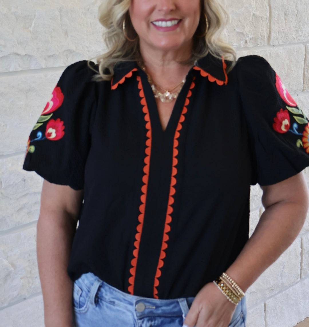 Black Floral Top