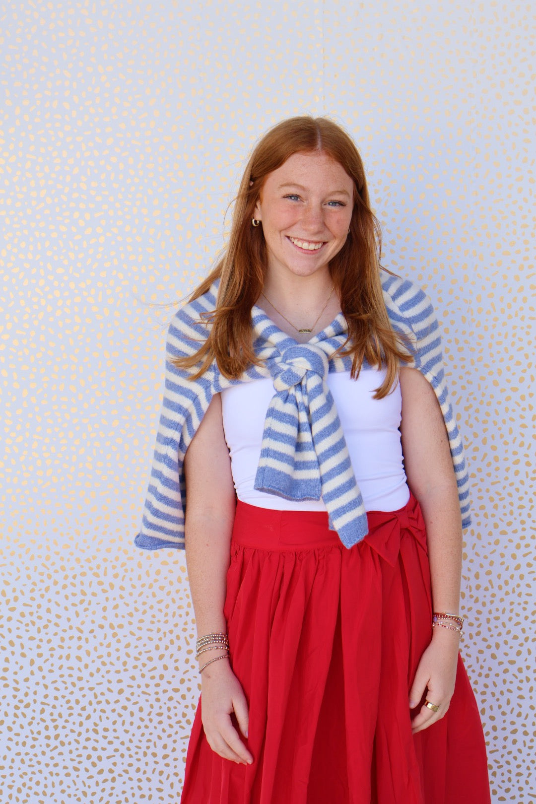 Red Bubble Midi Skirt