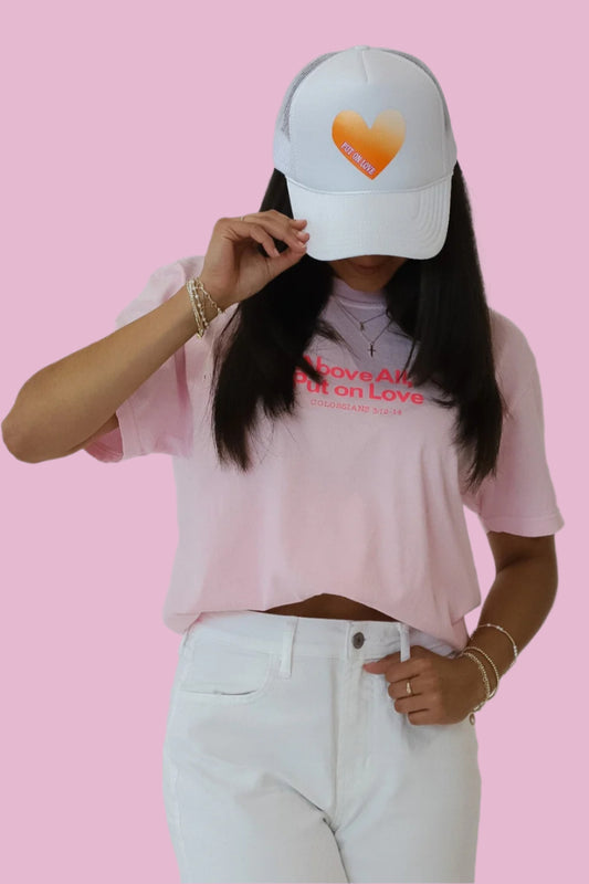 Put on Love Trucker Hat -WHITE
