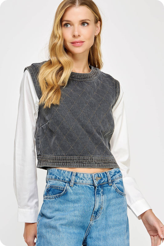 Quilted Denim Top