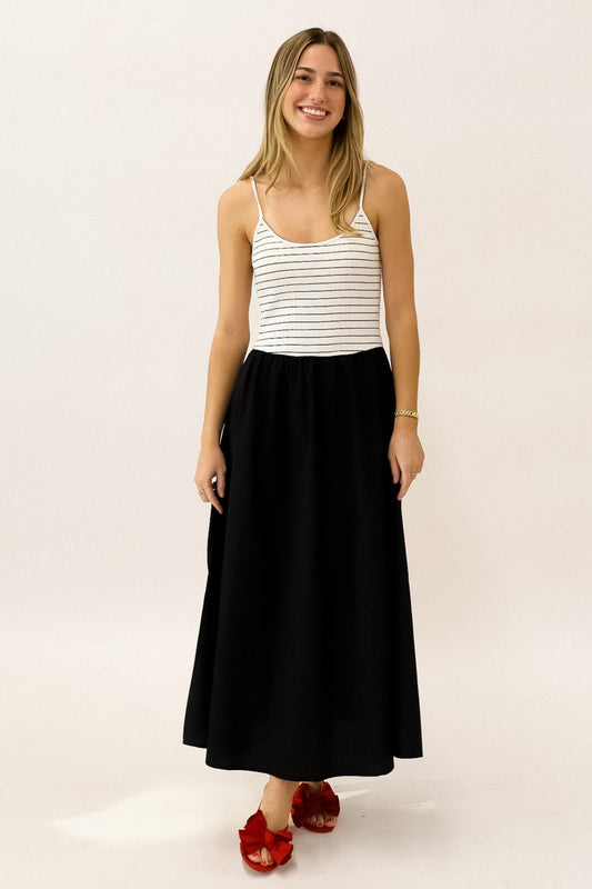 Black and White Striped Maxi Dress