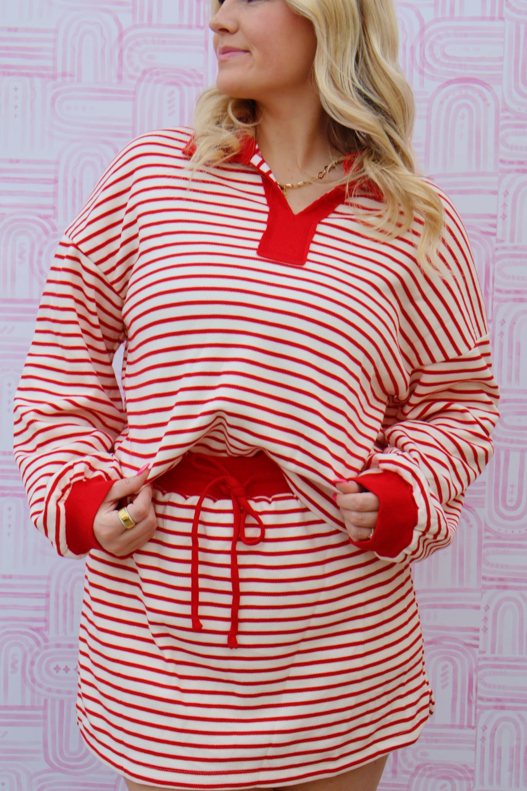 Red & White striped set