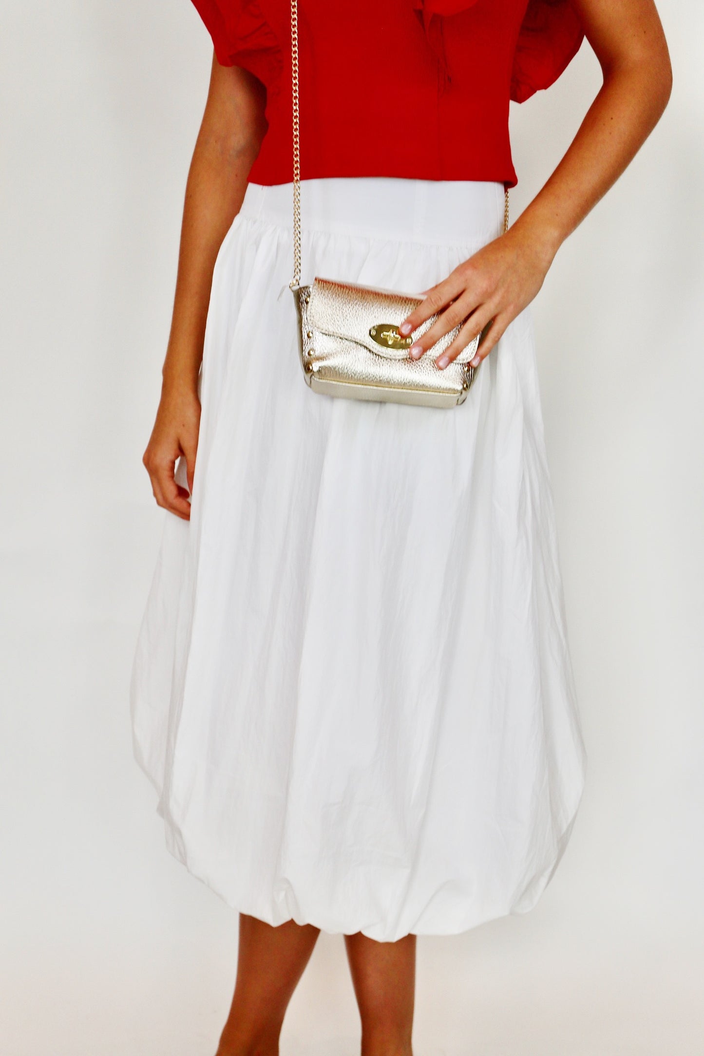 Bubble Midi Skirt- White