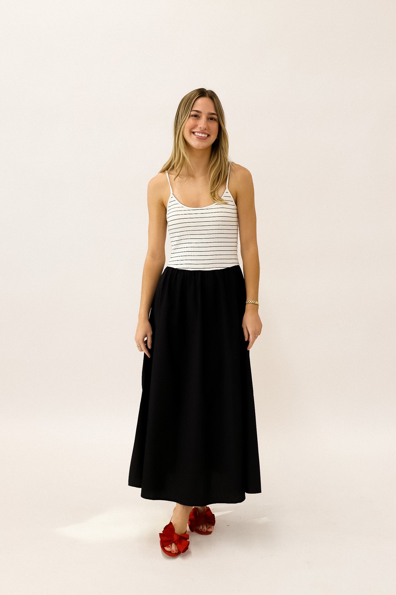 Black and White Striped Maxi Dress