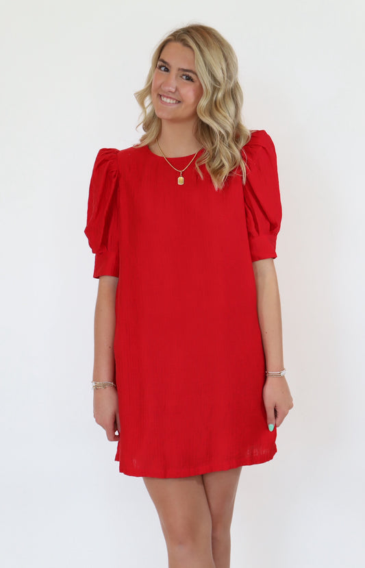 Red Classic Puff Sleeve