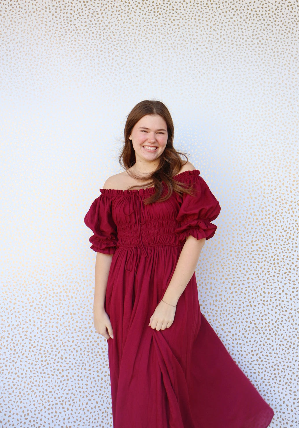 Smocked Maroon Dress