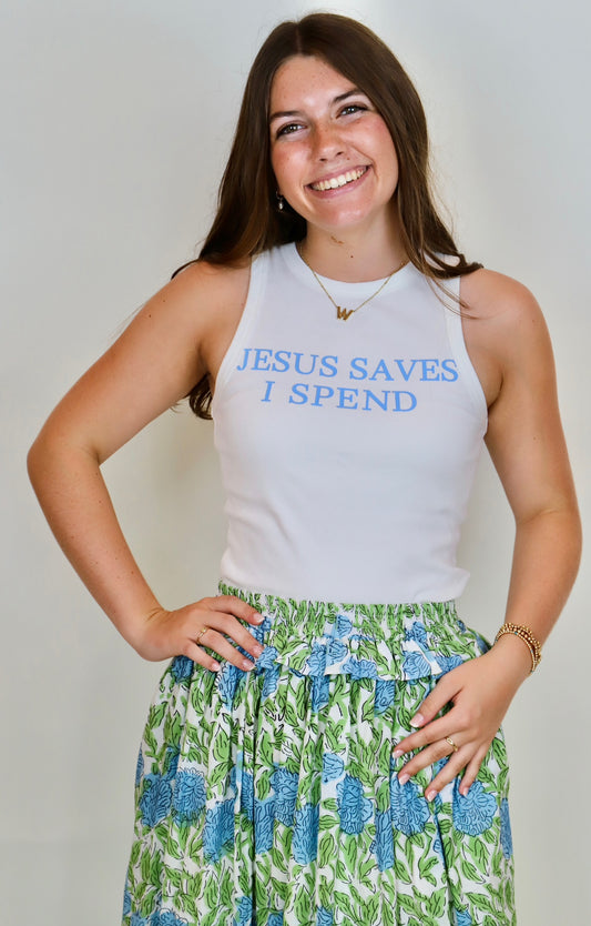 Jesus Saves I Spend Tank Top
