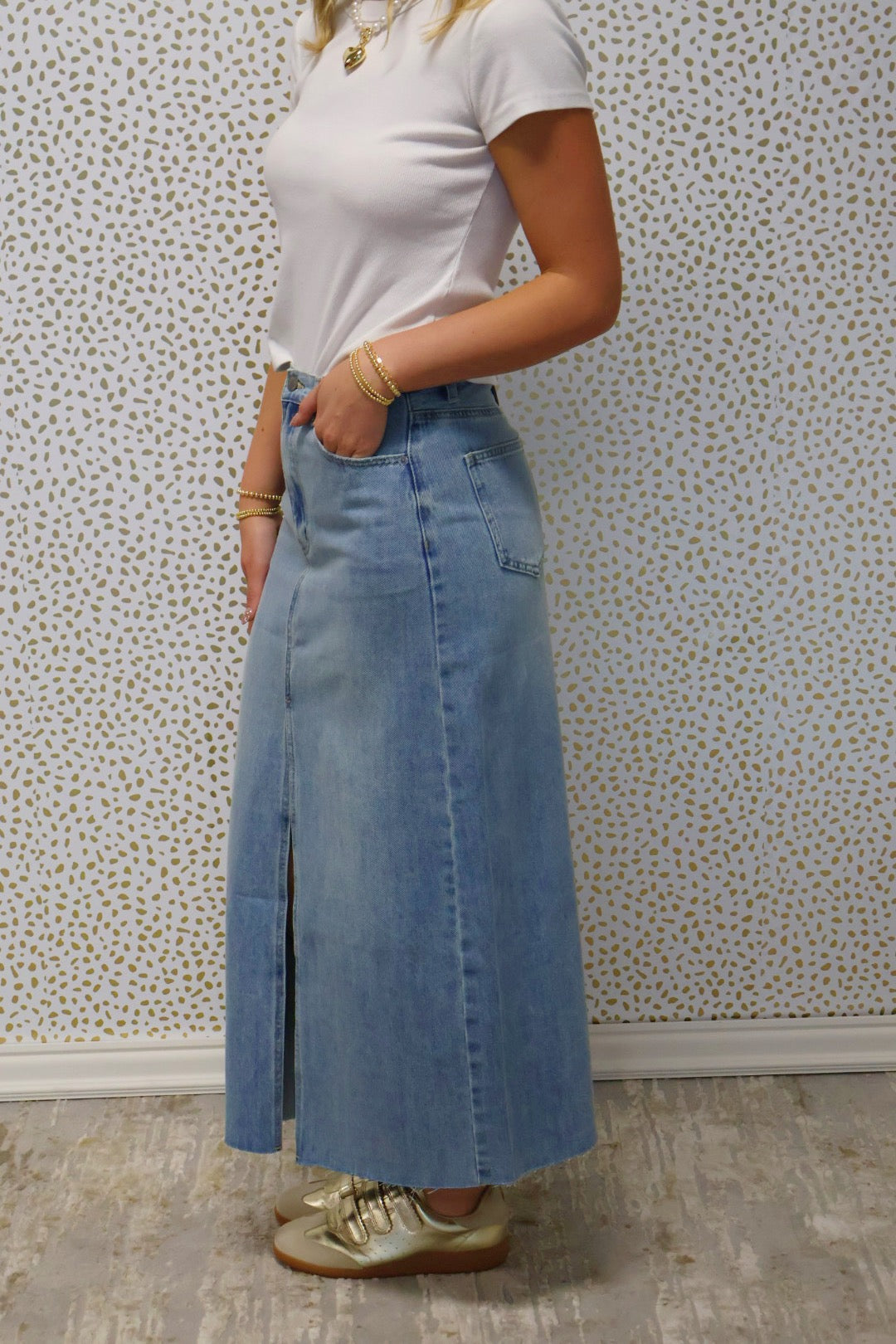 Light Denim Long Skirt