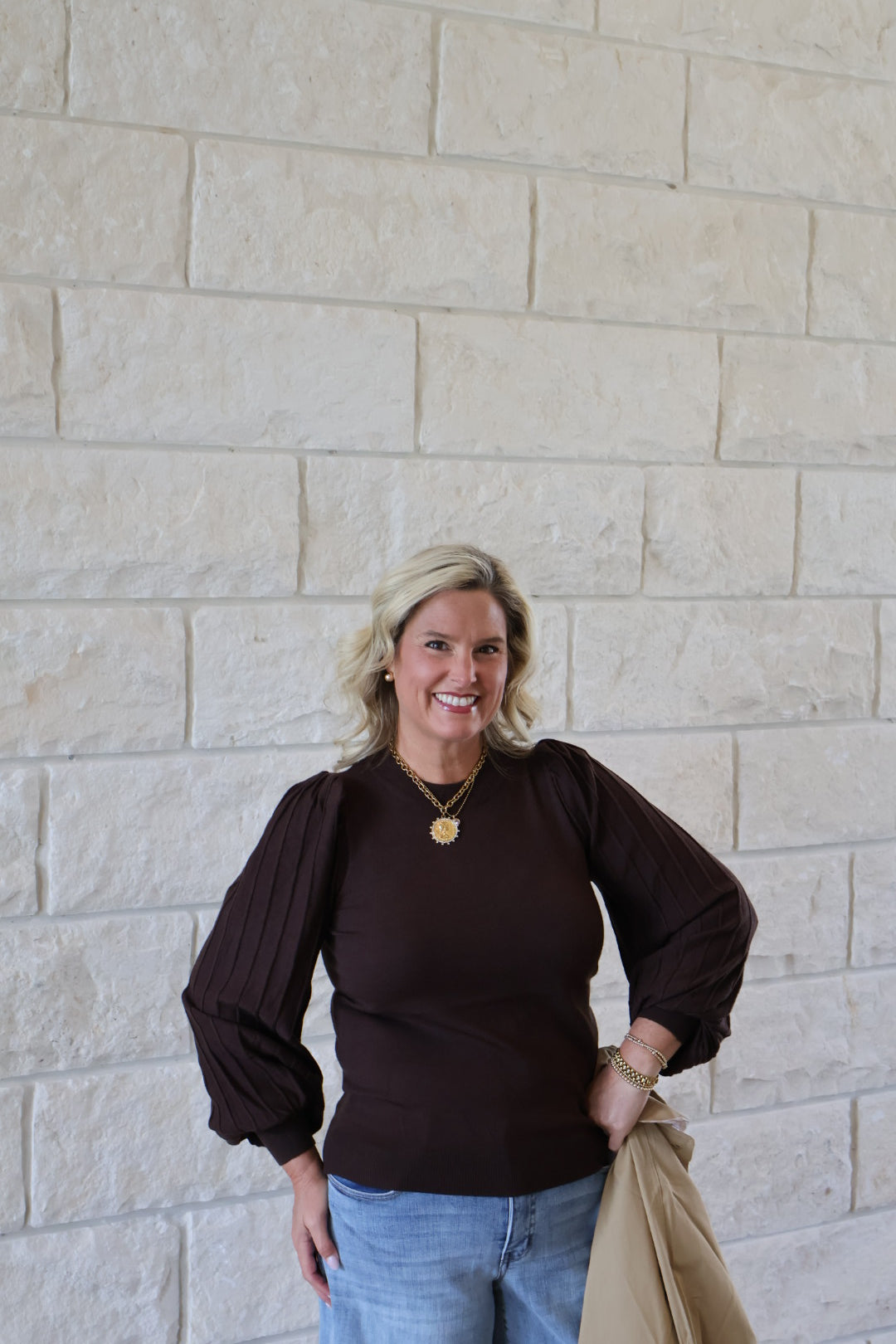 Chocolate Puff Sleeve Top