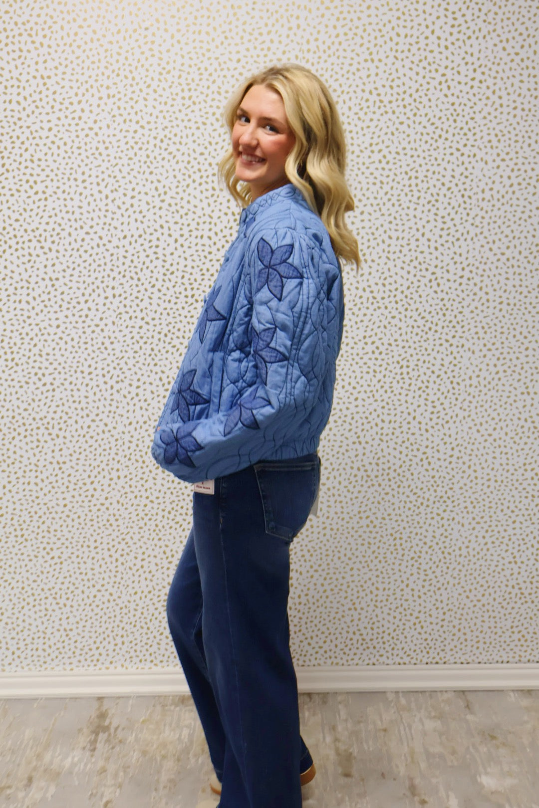 Quilted Floral Denim Jacket