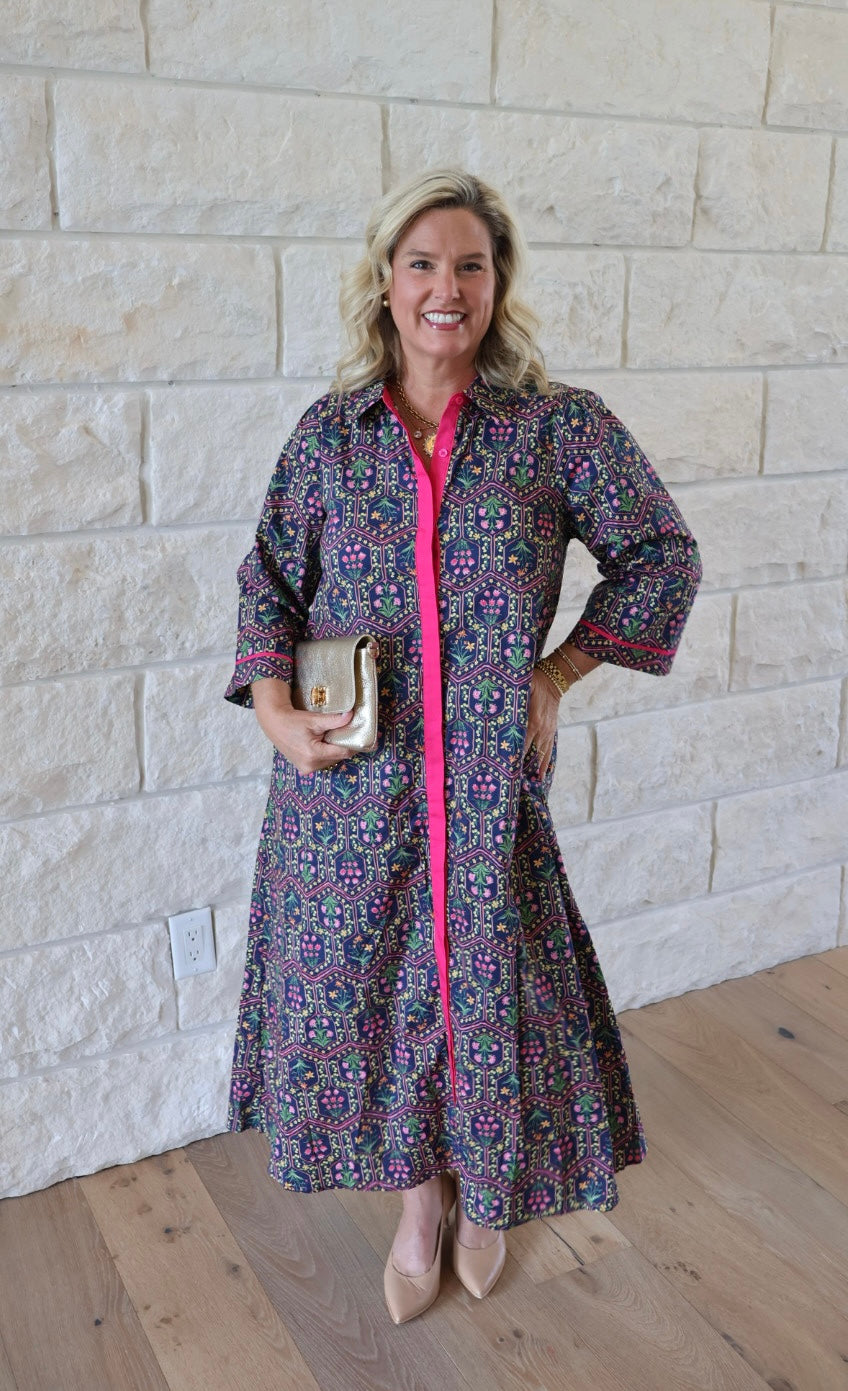 Navy & Magenta Caftan