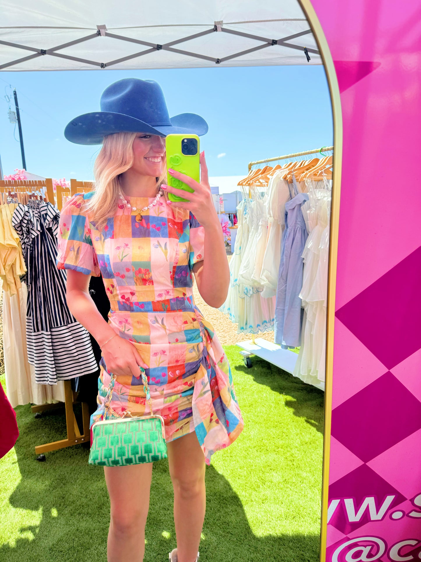 Multi-colored Ruched Dress