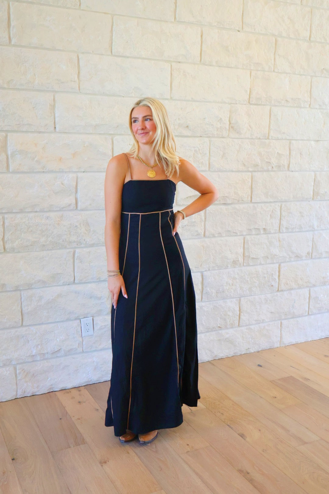 Black Maxi with Brown Piping