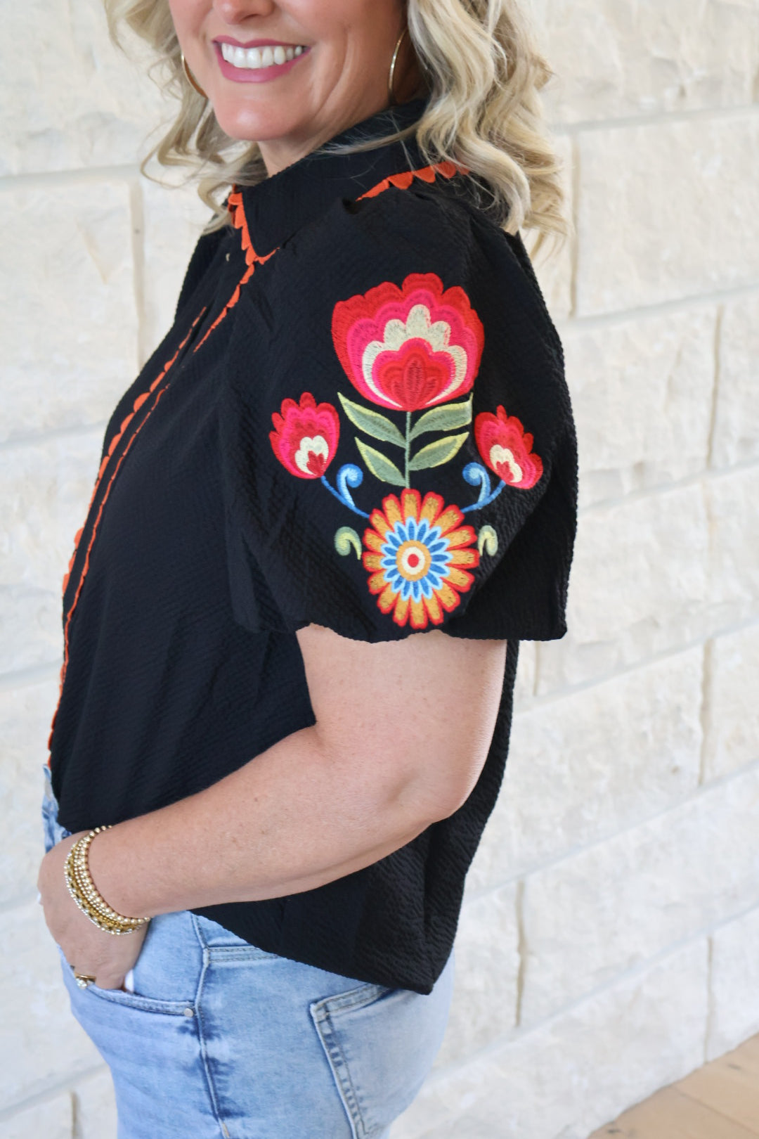 Black Floral Top