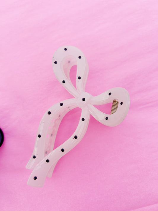 White Bow Claw Clip