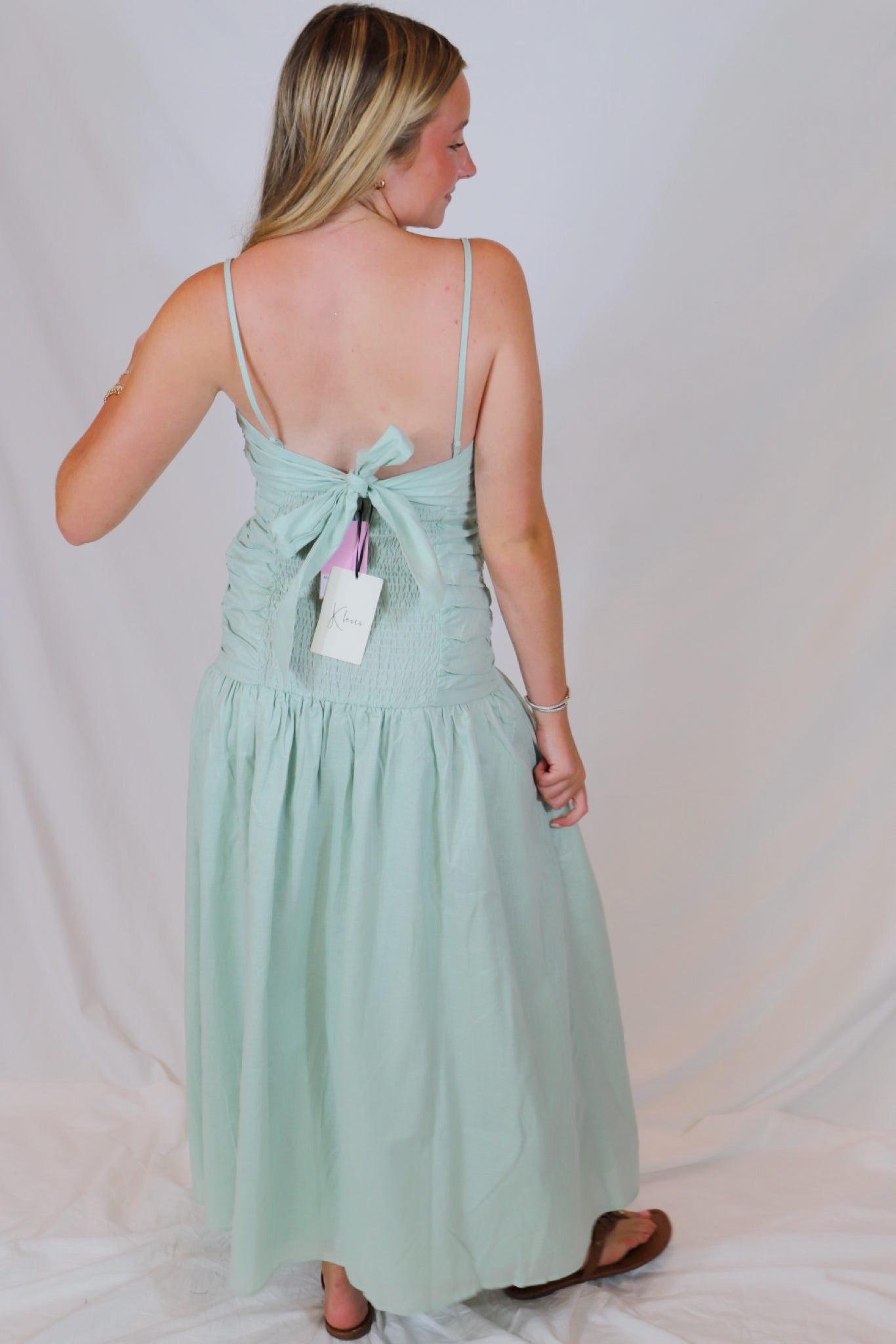 Mint Linen Maxi Dress