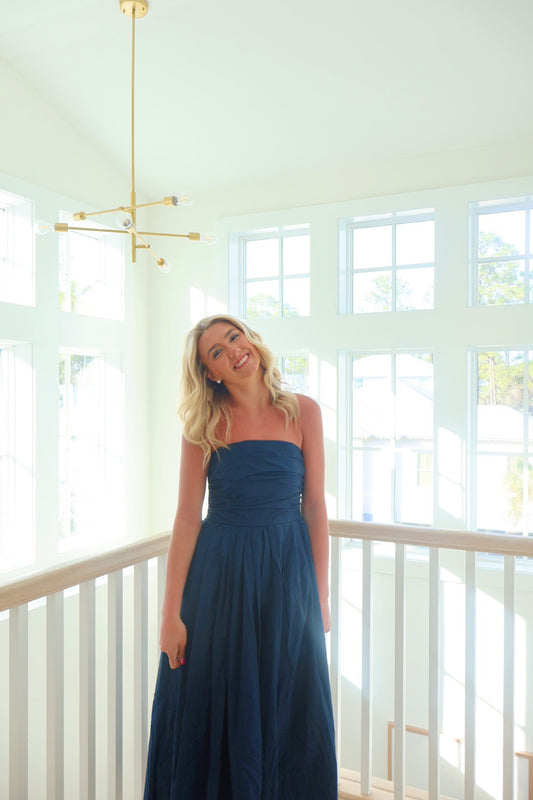 Strapless Navy Dress