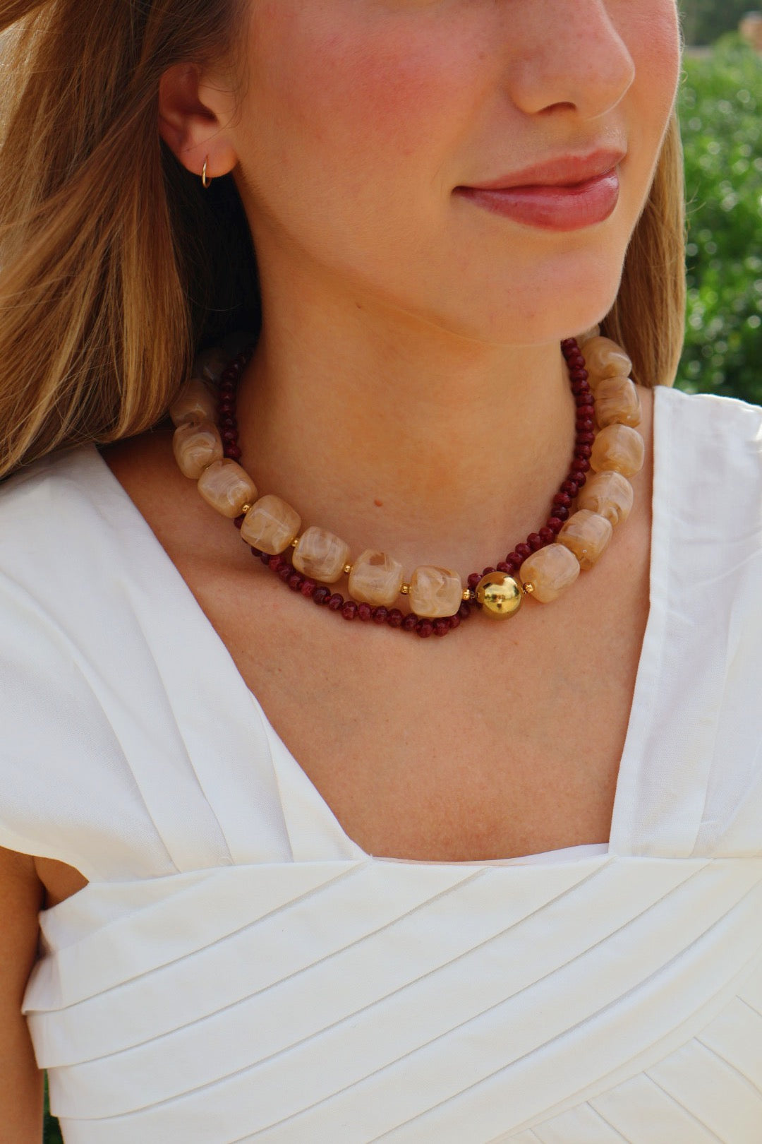 Maroon Small Bead Necklace