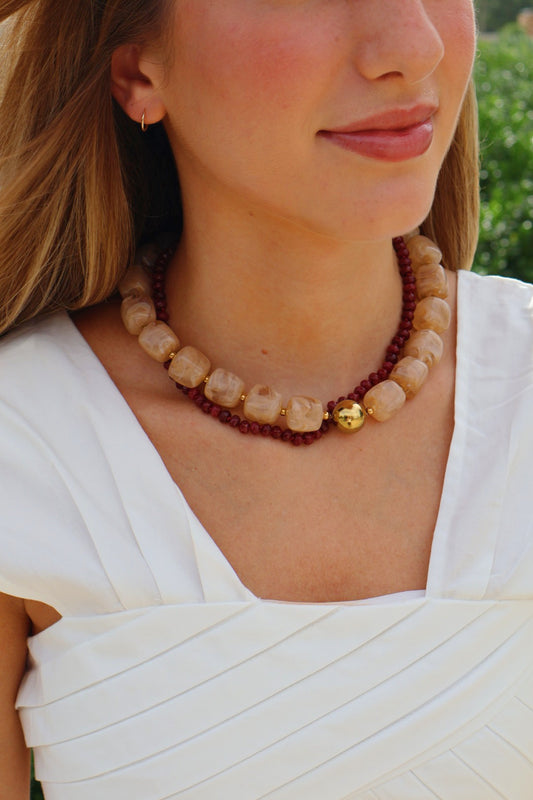 Maroon Small Bead Necklace