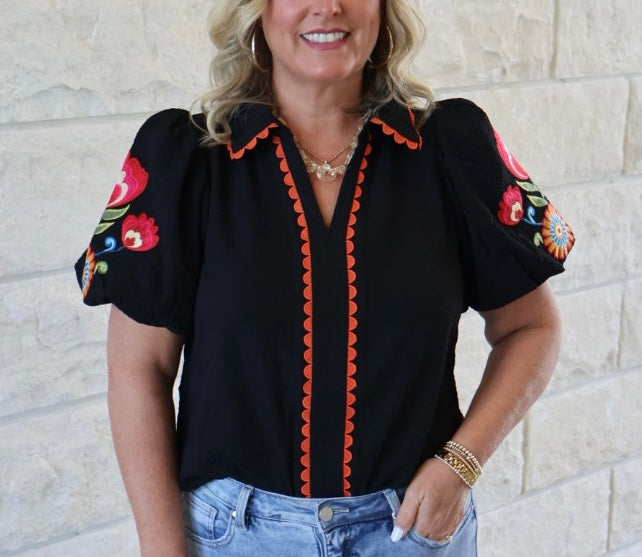 Black Floral Top