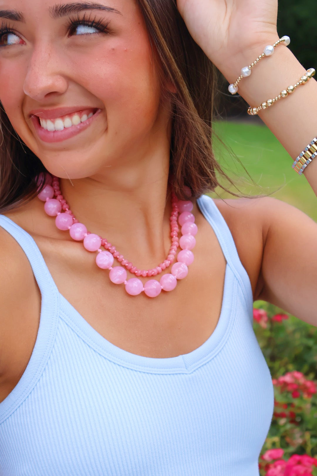 Pink Small Bead Necklace