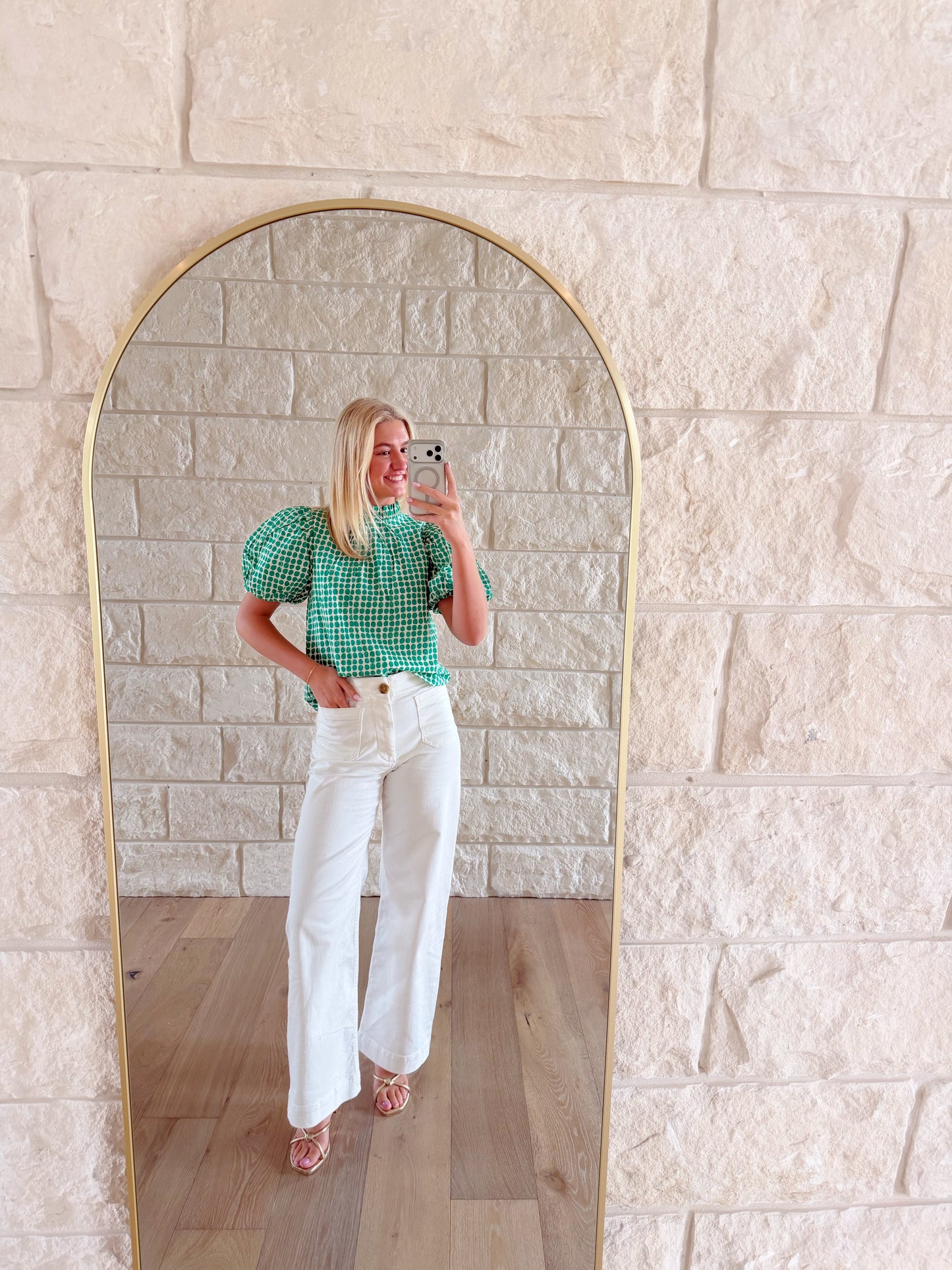 Green Puff Sleeve Top
