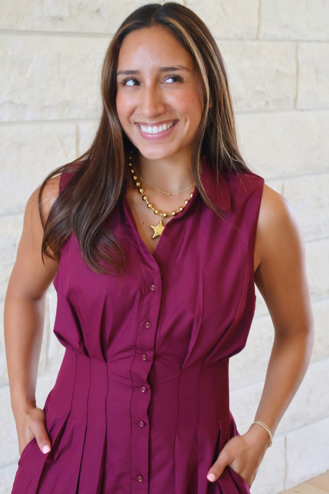 Maroon Sleeveless Dress