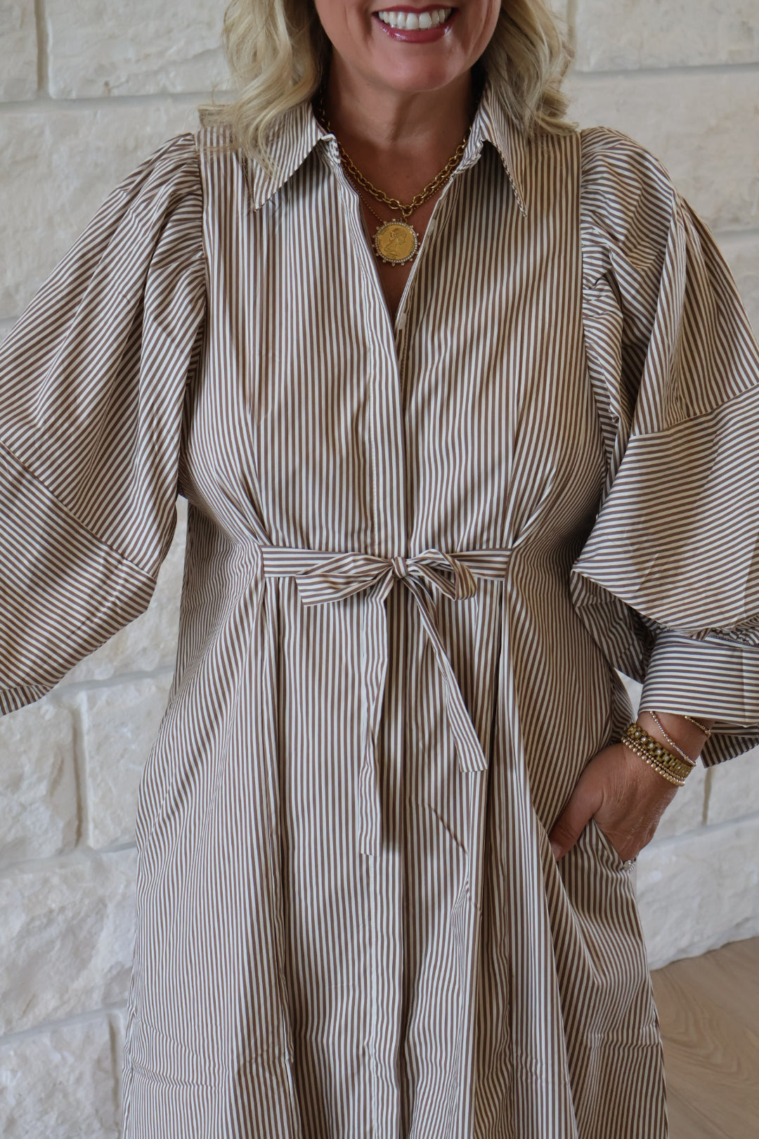 Brown Stripe Dress