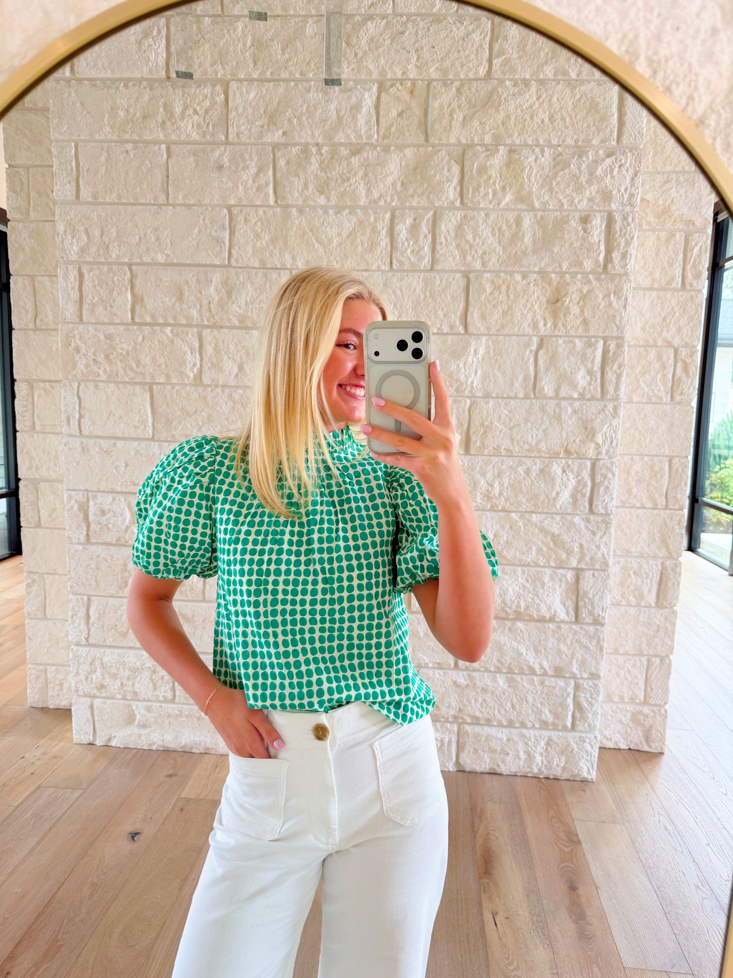 Green Puff Sleeve Top