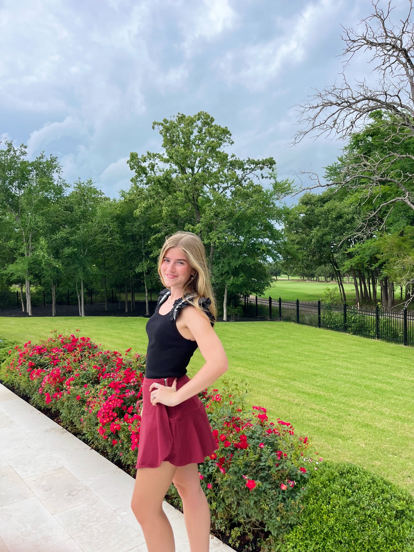 Maroon Jean Skirt