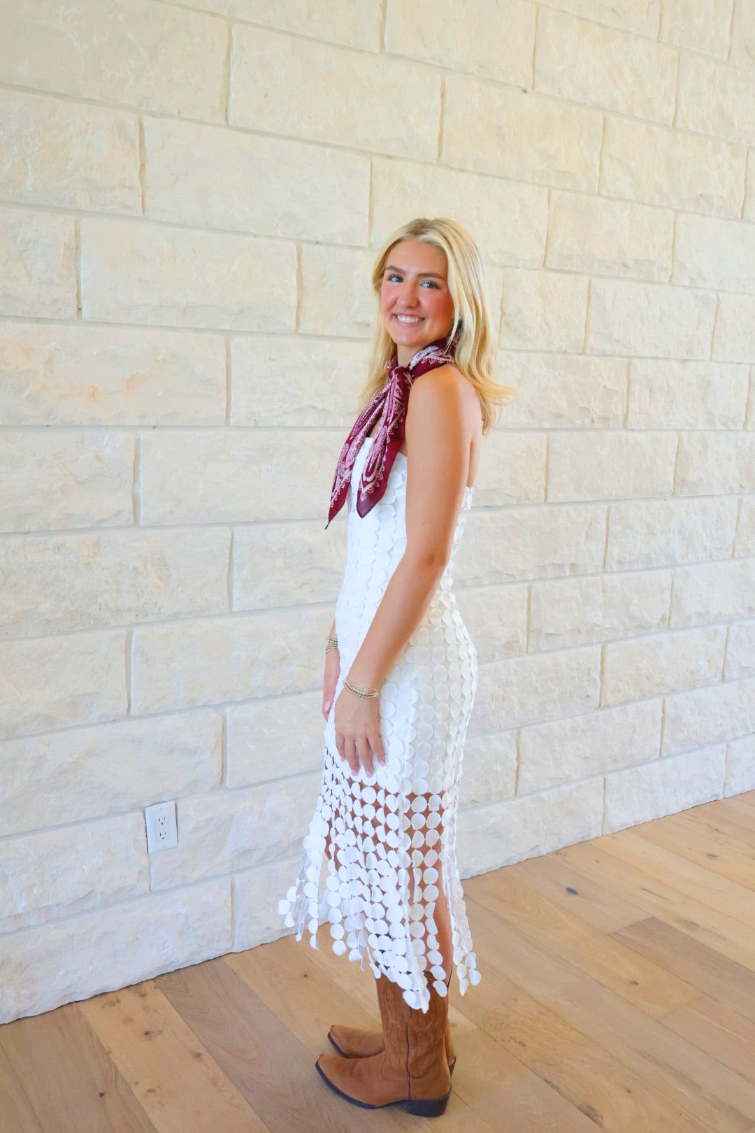 Strapless White Fringe Dress