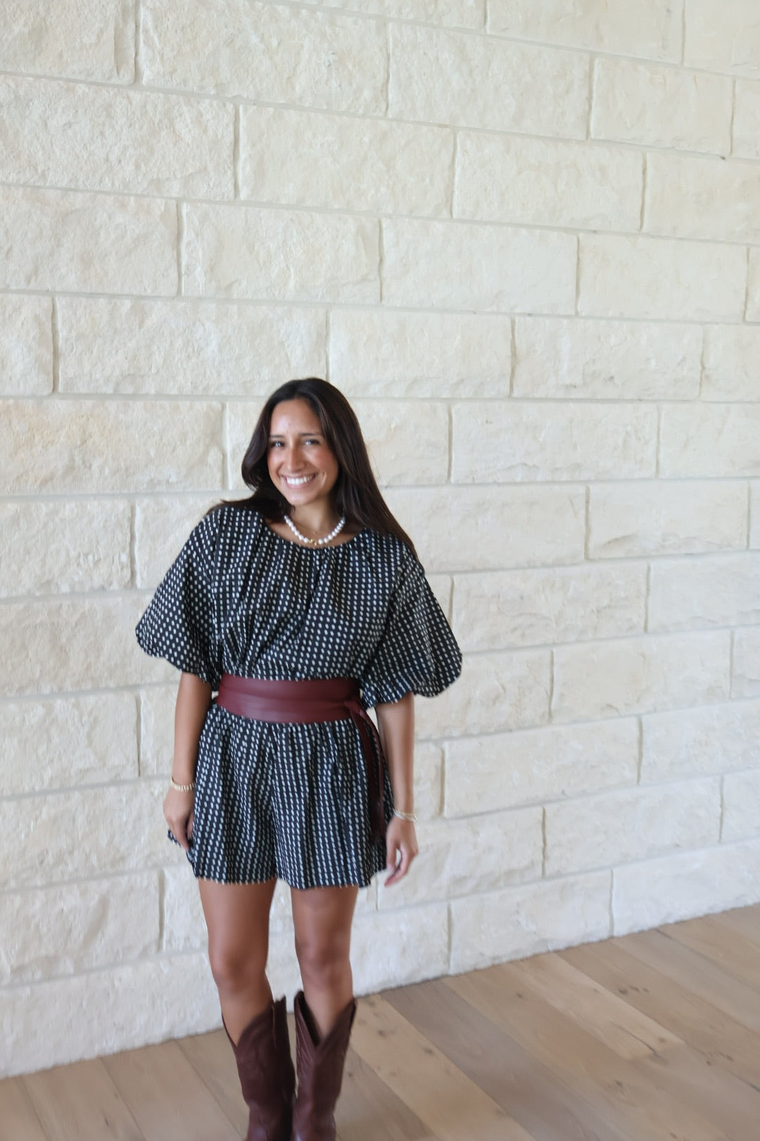 Black Dot Shorts with Pleats
