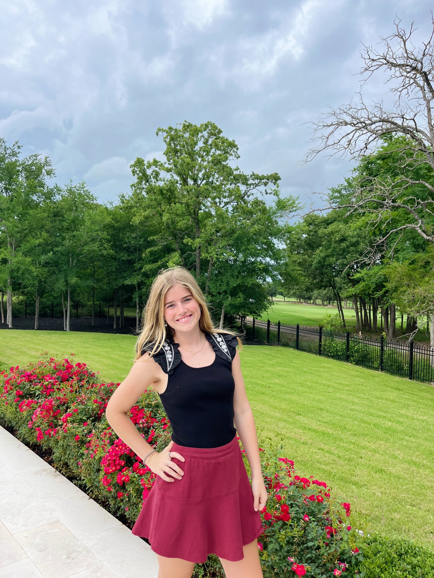 Maroon Jean Skirt
