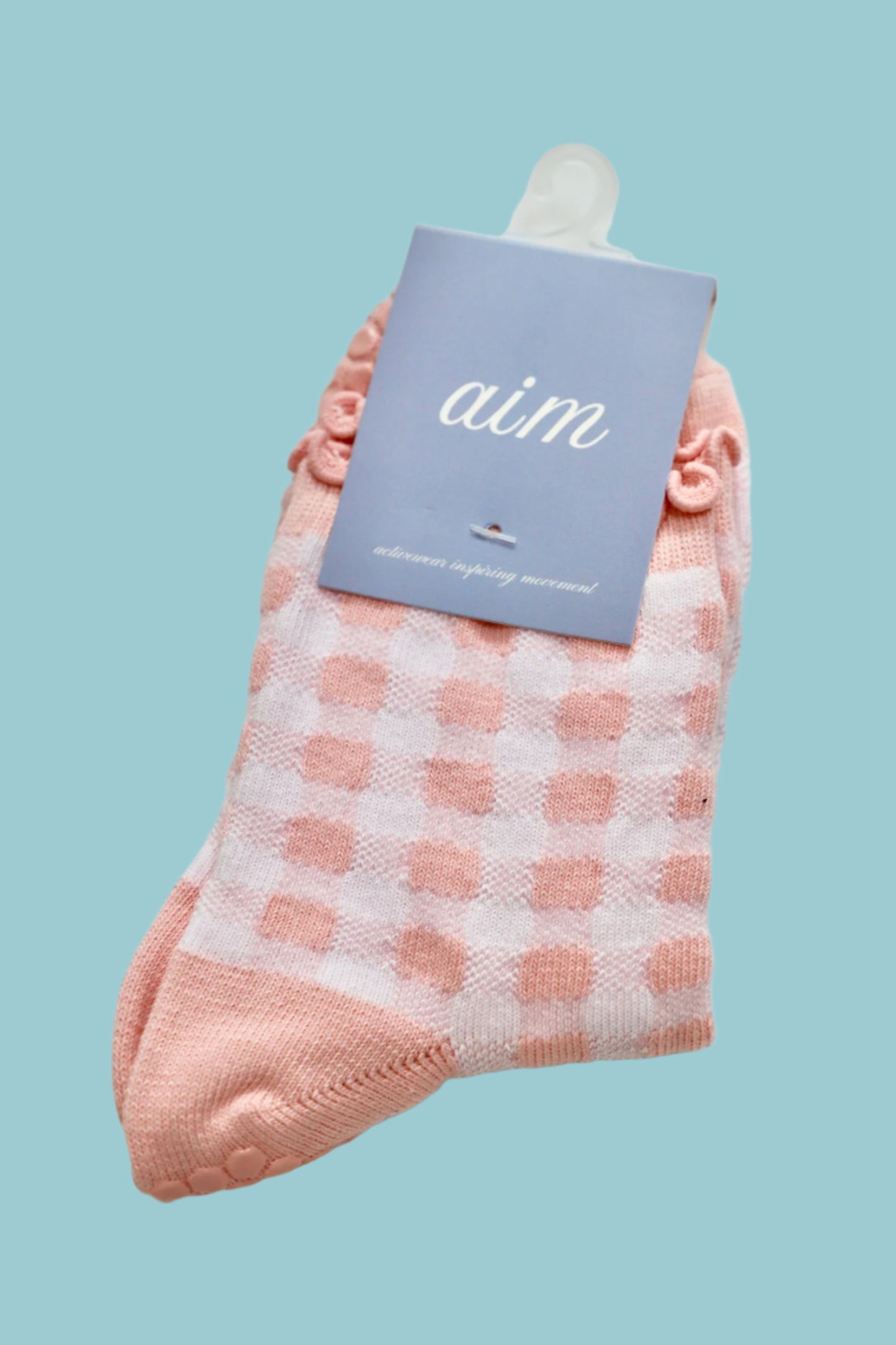 Pilates Super Grip Socks - Pink Gingham