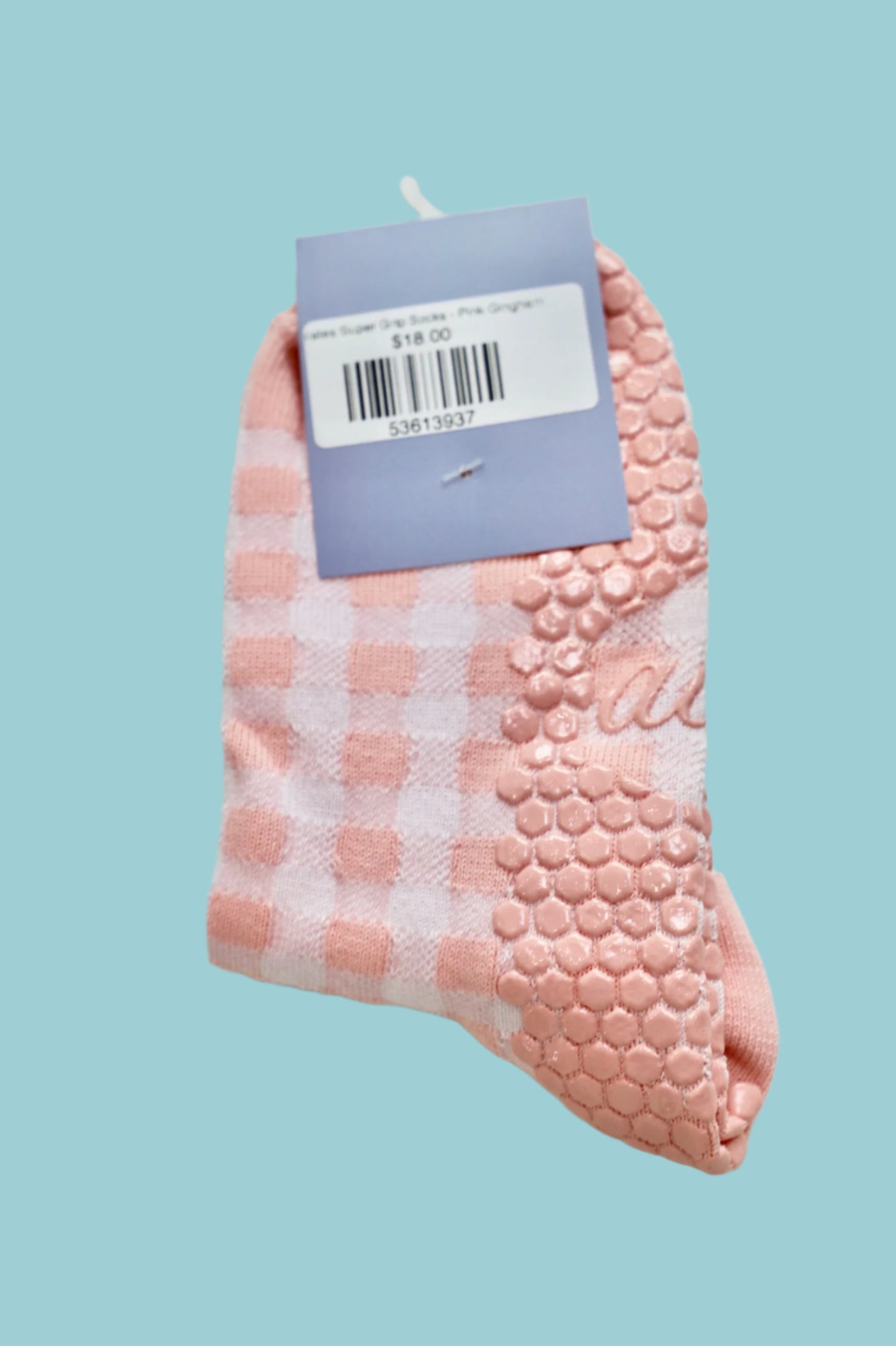 Pilates Super Grip Socks - Pink Gingham