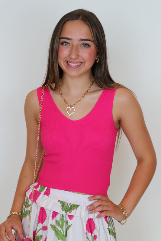 Reversible Seamless Tank - Fuchsia