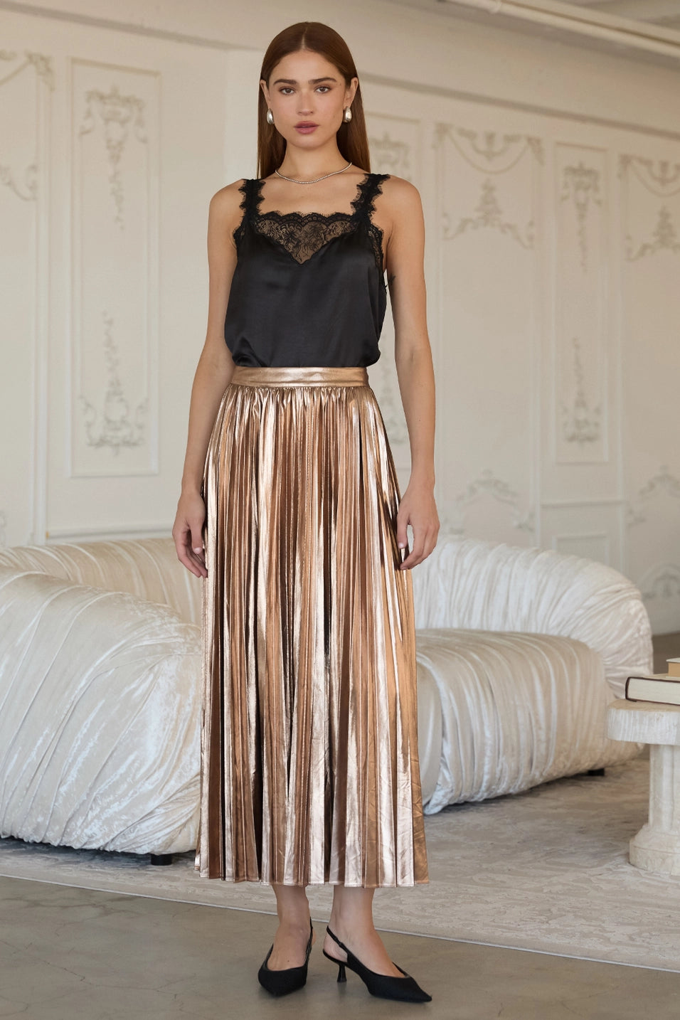 Pleated Maxi Skirt