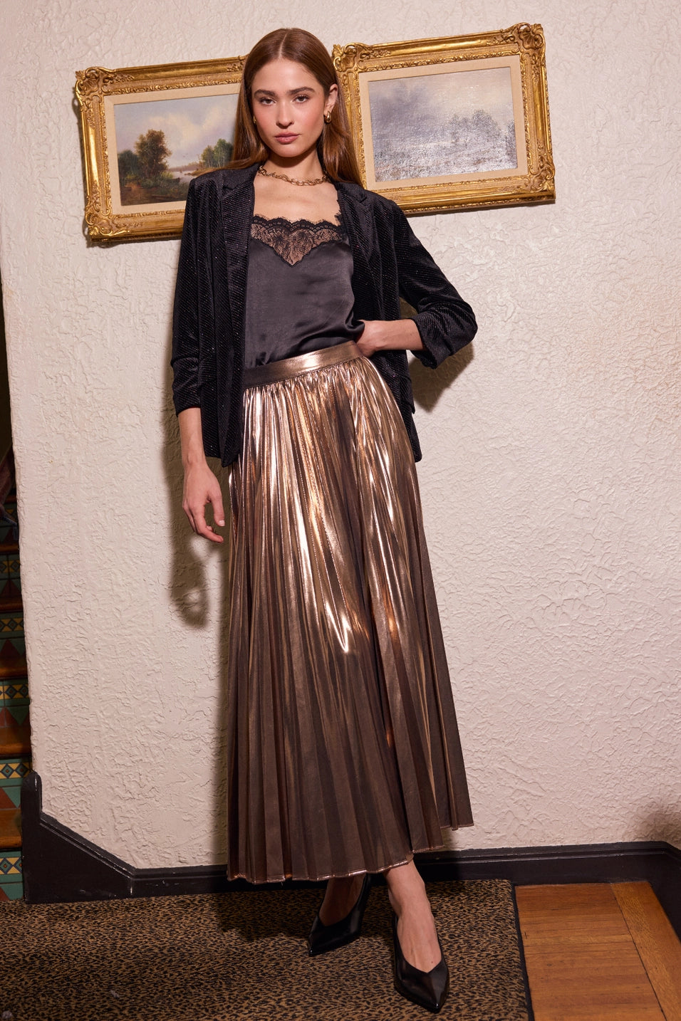 Pleated Maxi Skirt
