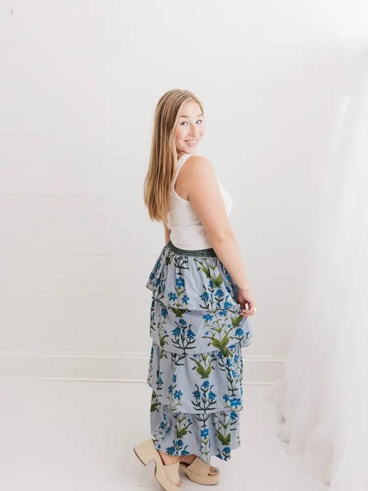 Blue Floral Skirt